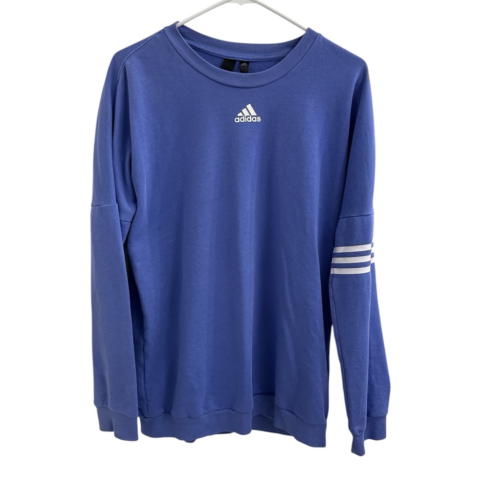 Adidas Purple Pullover with White Logo and Stripes